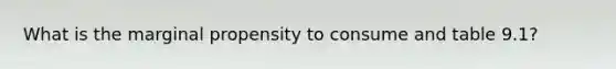 What is the marginal propensity to consume and table 9.1?