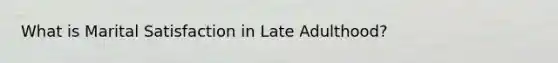 What is Marital Satisfaction in Late Adulthood?