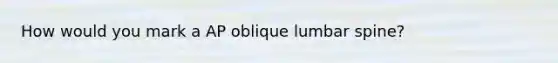 How would you mark a AP oblique lumbar spine?
