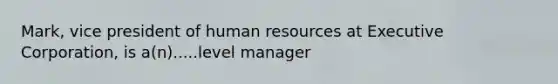 Mark, vice president of human resources at Executive Corporation, is a(n).....level manager