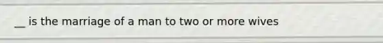 __ is the marriage of a man to two or more wives