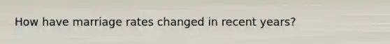 How have marriage rates changed in recent years?