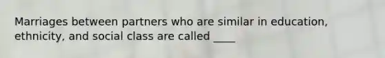 Marriages between partners who are similar in education, ethnicity, and social class are called ____
