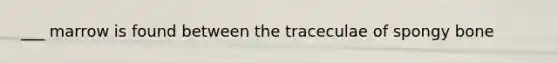 ___ marrow is found between the traceculae of spongy bone