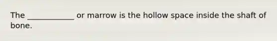 The ____________ or marrow is the hollow space inside the shaft of bone.