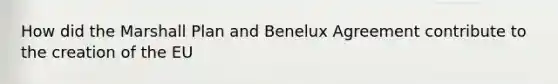 How did the Marshall Plan and Benelux Agreement contribute to the creation of the EU