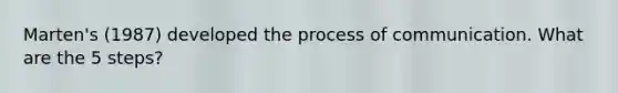 Marten's (1987) developed the process of communication. What are the 5 steps?