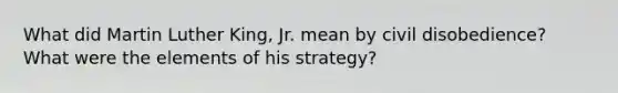 What did Martin Luther King, Jr. mean by civil disobedience? What were the elements of his strategy?