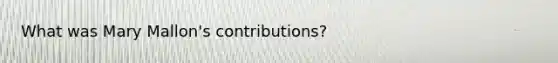 What was Mary Mallon's contributions?