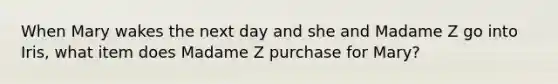 When Mary wakes the next day and she and Madame Z go into Iris, what item does Madame Z purchase for Mary?