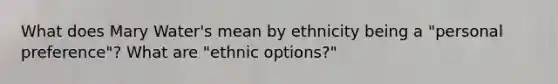 What does Mary Water's mean by ethnicity being a "personal preference"? What are "ethnic options?"