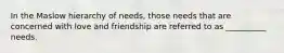 In the Maslow hierarchy of needs, those needs that are concerned with love and friendship are referred to as __________ needs.