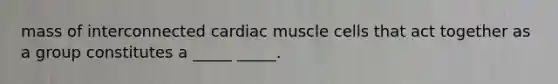 mass of interconnected cardiac muscle cells that act together as a group constitutes a _____ _____.