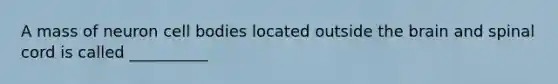 A mass of neuron cell bodies located outside the brain and spinal cord is called __________