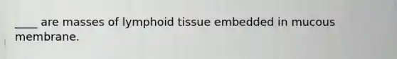 ____ are masses of lymphoid tissue embedded in mucous membrane.