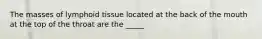 The masses of lymphoid tissue located at the back of the mouth at the top of the throat are the _____