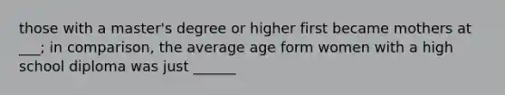 those with a master's degree or higher first became mothers at ___; in comparison, the average age form women with a high school diploma was just ______