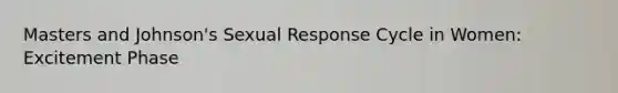 Masters and Johnson's Sexual Response Cycle in Women: Excitement Phase