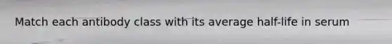 Match each antibody class with its average half-life in serum