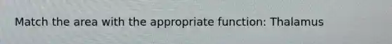 Match the area with the appropriate function: Thalamus