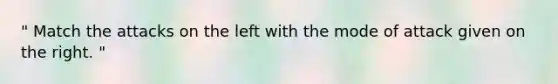 " Match the attacks on the left with the mode of attack given on the right. "