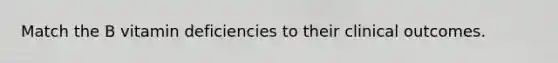 Match the B vitamin deficiencies to their clinical outcomes.