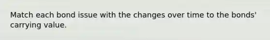 Match each bond issue with the changes over time to the bonds' carrying value.