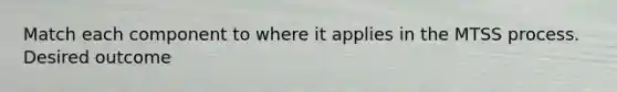 Match each component to where it applies in the MTSS process. Desired outcome
