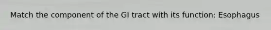 Match the component of the GI tract with its function: Esophagus