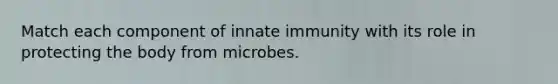 Match each component of innate immunity with its role in protecting the body from microbes.