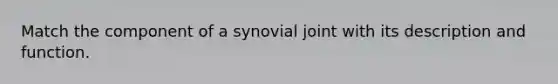 Match the component of a synovial joint with its description and function.