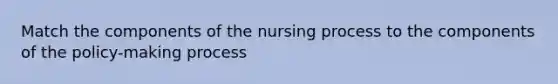 Match the components of the nursing process to the components of the policy-making process