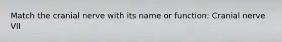Match the cranial nerve with its name or function: Cranial nerve VII