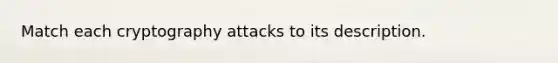 Match each cryptography attacks to its description.