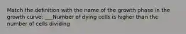 Match the definition with the name of the growth phase in the growth curve: ___Number of dying cells is higher than the number of cells dividing