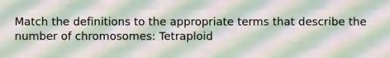 Match the definitions to the appropriate terms that describe the number of chromosomes: Tetraploid