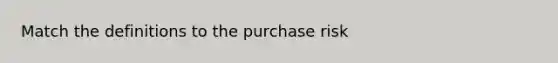 Match the definitions to the purchase risk