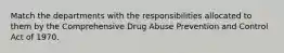 Match the departments with the responsibilities allocated to them by the Comprehensive Drug Abuse Prevention and Control Act of 1970.