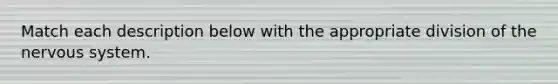 Match each description below with the appropriate division of the nervous system.