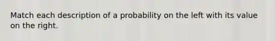 Match each description of a probability on the left with its value on the right.