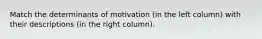 Match the determinants of motivation (in the left column) with their descriptions (in the right column).