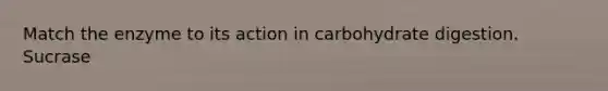 Match the enzyme to its action in carbohydrate digestion. Sucrase