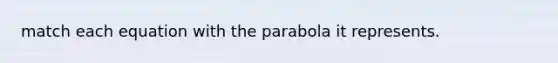 match each equation with the parabola it represents.