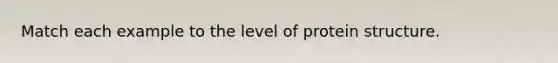 Match each example to the level of protein structure.