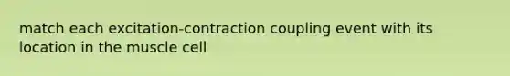 match each excitation-contraction coupling event with its location in the muscle cell