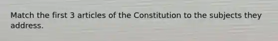 Match the first 3 articles of the Constitution to the subjects they address.