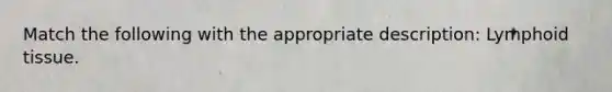 Match the following with the appropriate description: Lymphoid tissue.