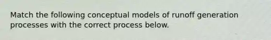 Match the following conceptual models of runoff generation processes with the correct process below.