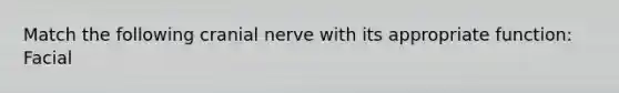 Match the following cranial nerve with its appropriate function: Facial