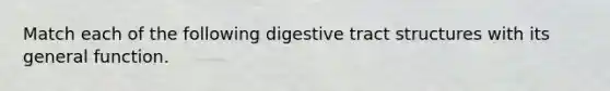 Match each of the following digestive tract structures with its general function.